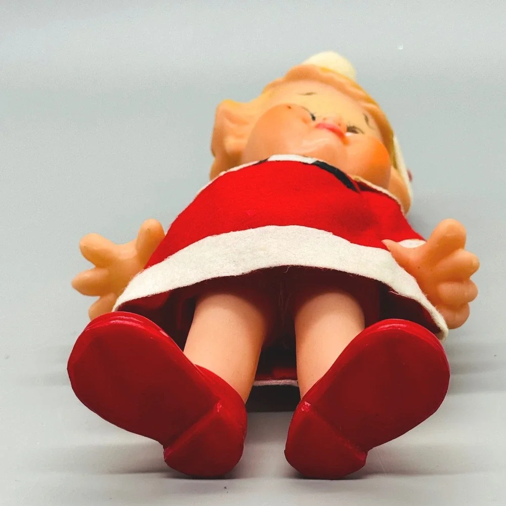 Vintage Santa Baby Christmas Elf Doll Holiday Plastic Figure MCM Japan